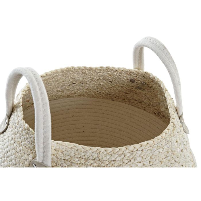 Cesta DKD Home Decor Natural Blanco 37 x 25 x 37 cm 2