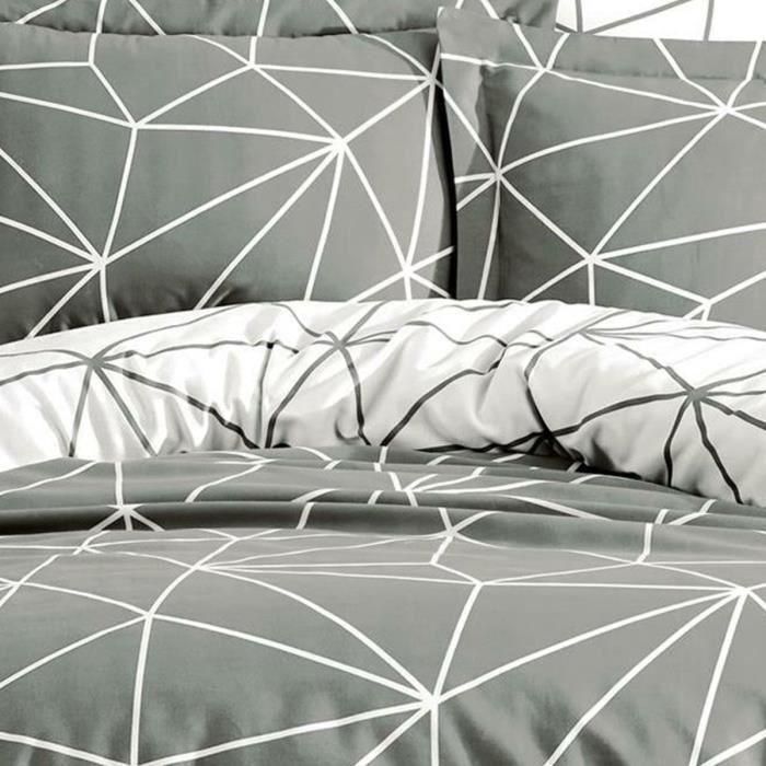 Juego de Cama 220x240 cm con 2 Fundas de Almohada 60x60 cm 100% Algodón Reforzado Gris - ASI8683743677573 3