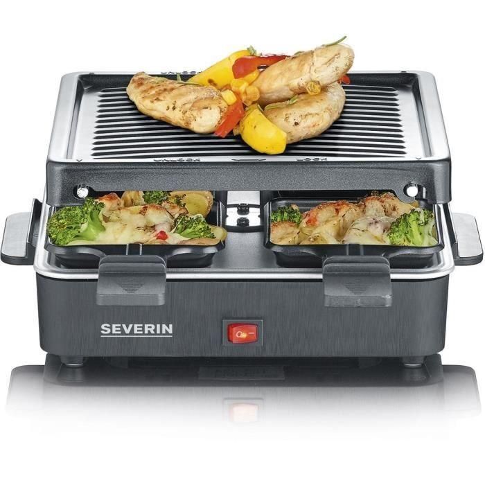 SEVERIN Raclette Grill 4 personas compacto, fácil de almacenar, ideal para hogares pequeños, superficie de cocción 21 x 21cm, RG 2370 1