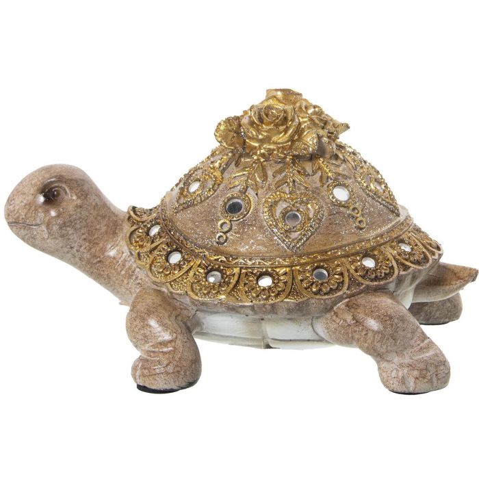 Figura Decorativa Alexandra House Living Marrón Dorado Plástico Tortuga 15 x 15 x 21 cm