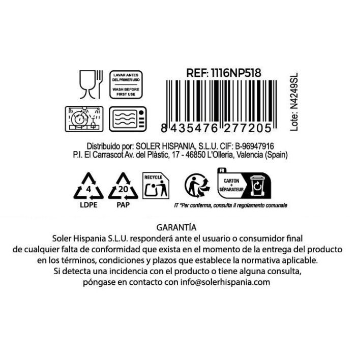 La Mediterranea Vajilla 18 Piezas Colección Temara Opal Rojo - Plato 26.5 cm, Plato 20.5 cm, Plato 19 cm (2 Unidades)