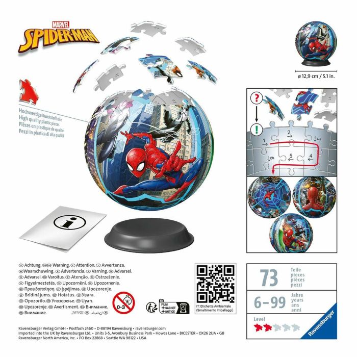 Ravensburger RAV4005556115631 Puzzle 3D Bola 72 Piezas Spider-Man 2 Ravensburger RAV4005556115631 Puzzle 3D Bola 72 Piezas Spider-Man 2