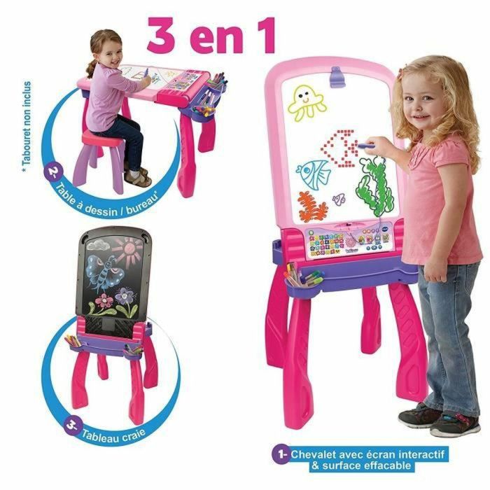 Pizarra Interactiva Vtech Magi chevalet interactif 3 en 1 rose (FR) 5