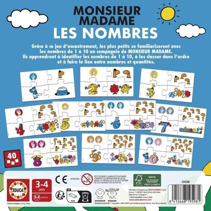 Juego de aprendizaje - EDUCA - Monsieur Madame - Números 2 Juego de aprendizaje - EDUCA - Monsieur Madame - Números 2
