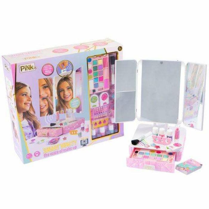 Pink It Studio Espejo de Maquillaje Infantil Smart Vanity con 4 Espejos, Aumento y Cajón con Maquillaje Pink It Studio Espejo de Maquillaje Infantil Smart Vanity con 4 Espejos, Aumento y Cajón con Maquillaje