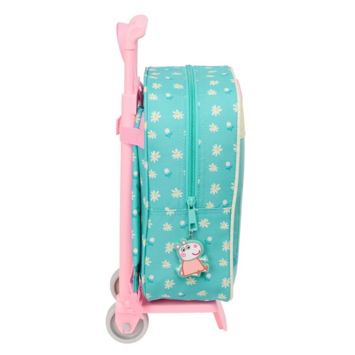 Mochila Escolar con Ruedas Peppa Pig Pretty flowers Amarillo Menta 22 x 27 x 10 cm 1