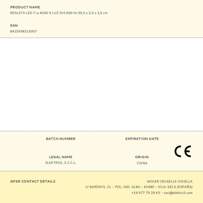 Edm Regleta Led 7W 4000K Luz Día 600 Lm Conectable 50,5x2,5x3,6 Cm IP20 220-240V