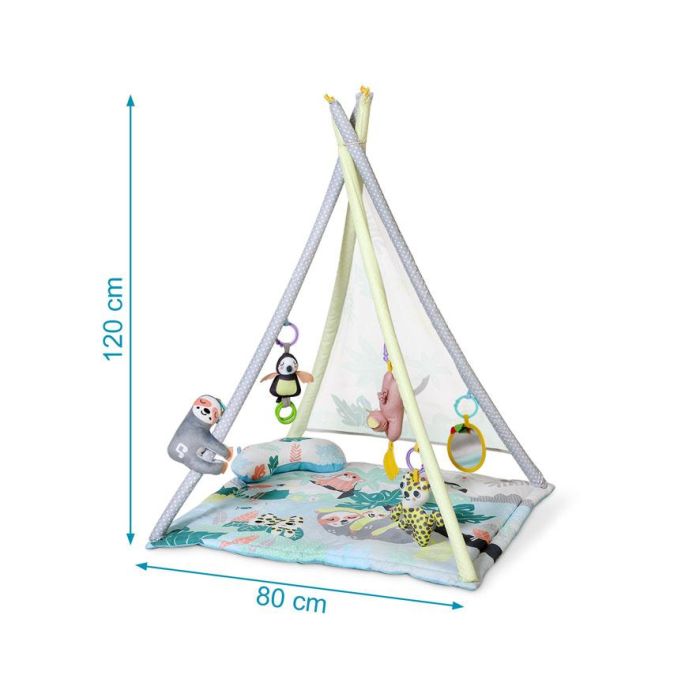 KioKids Teepee-Mantita de Actividades Perezoso 2 en 1, con 5 Juguetes (Peluches, Espejos, Mordedores) Multicolor para Bebés +0 Meses 5