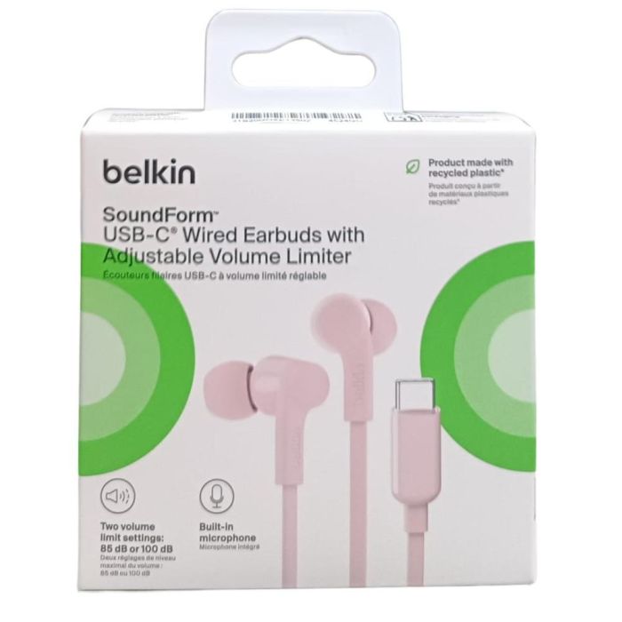 Belkin G3H0002HQPKV2 Auriculares In-Ear USB-C Rosa con Micrófono, Resistencia IPX5, Sonido de Alta Fidelidad y Limitación de Volumen 1 Belkin G3H0002HQPKV2 Auriculares In-Ear USB-C Rosa con Micrófono, Resistencia IPX5, Sonido de Alta Fidelidad y Limitación de Volumen 1