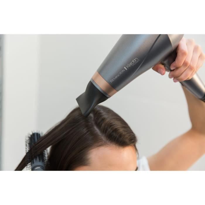 REMINGTON AC8820 Secador de Pelo Keratin Protect 2200W con Motor AC, 2 Concentradores y Difusor, Iónico, Gris 2