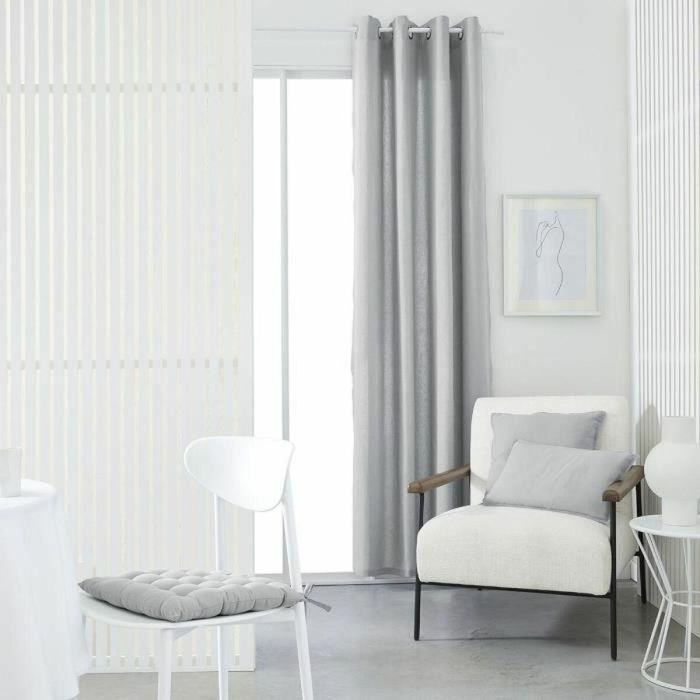 Today TOD1694780973290 Cortina con Ojales, 100% Algodón, 140x240cm, Color Acero 1