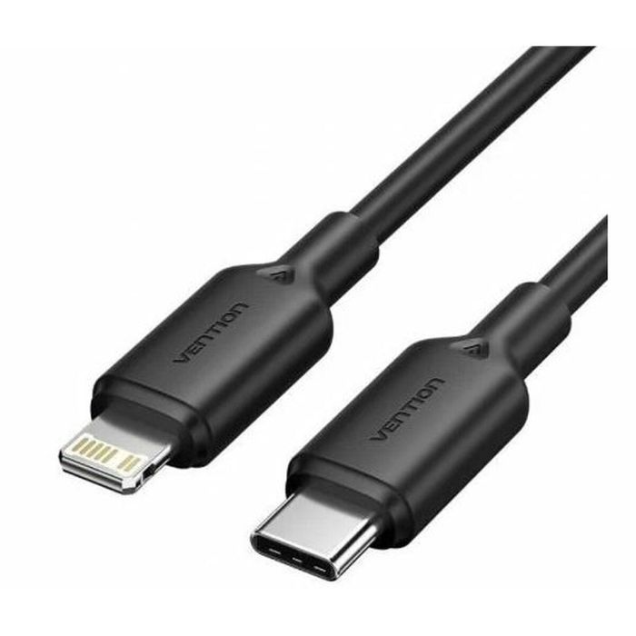 Cable USB 2.0 Tipo-C Lightning Vention LAKBF/ USB Tipo-C Macho - Lightning Macho/ Hasta 27W/ 480Mbps/ 1m/ Negro Cable USB 2.0 Tipo-C Lightning Vention LAKBF/ USB Tipo-C Macho - Lightning Macho/ Hasta 27W/ 480Mbps/ 1m/ Negro
