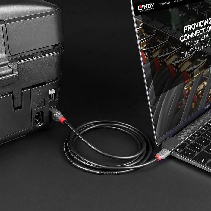 Lindy 0.5m USB 2.0 Type C to B Cable, Anthra Line 4 Lindy 0.5m USB 2.0 Type C to B Cable, Anthra Line 4