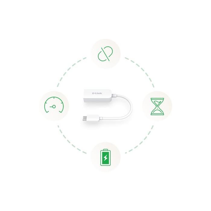 D-Link DUB-E250 - Adaptador Ethernet USB-C 2.5G para Portátil/PC, Conectividad Multi-Gigabit, Instalación Automática 4