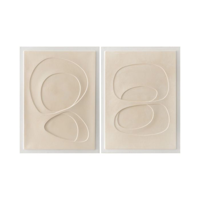 DKD Home Decor Cuadro Scandi Moderno Beige de Lienzo y MDF 120 x 90 cm (2 Unidades)