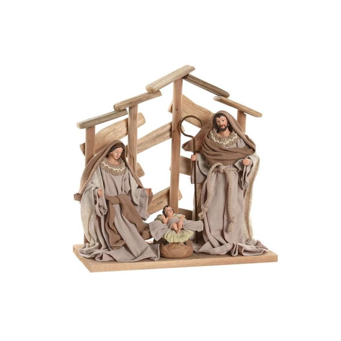 DKD Home Decor Nacimiento Navidad Tradicional Beige Marrón 15x30x30 cm MDF Poliéster 1