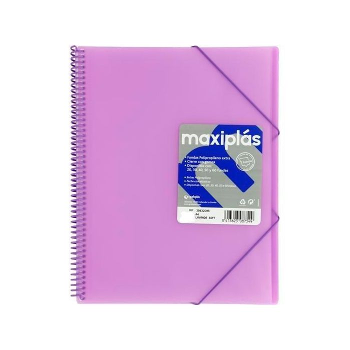 Grafoplás Carpeta Con Fundas Maxiplás A4 30 Fundas Polipropileno Rígido Translúcido Color Lavanda
