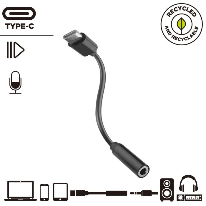 muvit for change adaptador Tipo C a Jack 3.5mm negro 6