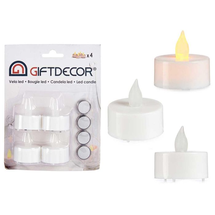 Set 4 Velas Tealight LED Giftdecor 13.5x17x4 cm, Blanco, Incluye Pilas (24 Unidades) Set 4 Velas Tealight LED Giftdecor 13.5x17x4 cm, Blanco, Incluye Pilas (24 Unidades)