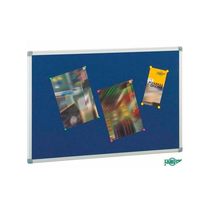 Faibo Tablero de Corcho 90x120 cm con Marco de Aluminio y Textil Gris