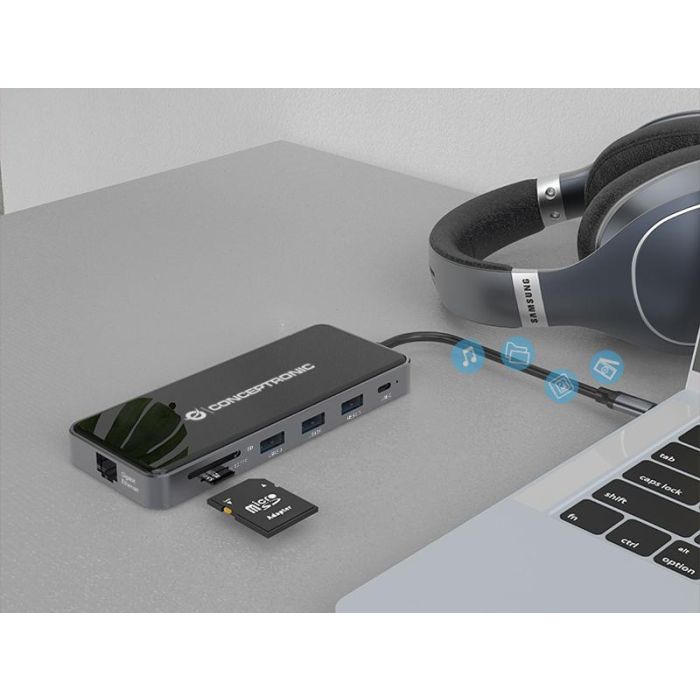 CONCEPTRONIC ADAPTADOR USB-C 12IN1 HDMIx2 VGA USB-C DATOS USB-A AUDIO LAN GIGABIT LECTOR DE TARJETAS DONN15G 5 CONCEPTRONIC ADAPTADOR USB-C 12IN1 HDMIx2 VGA USB-C DATOS USB-A AUDIO LAN GIGABIT LECTOR DE TARJETAS DONN15G 5