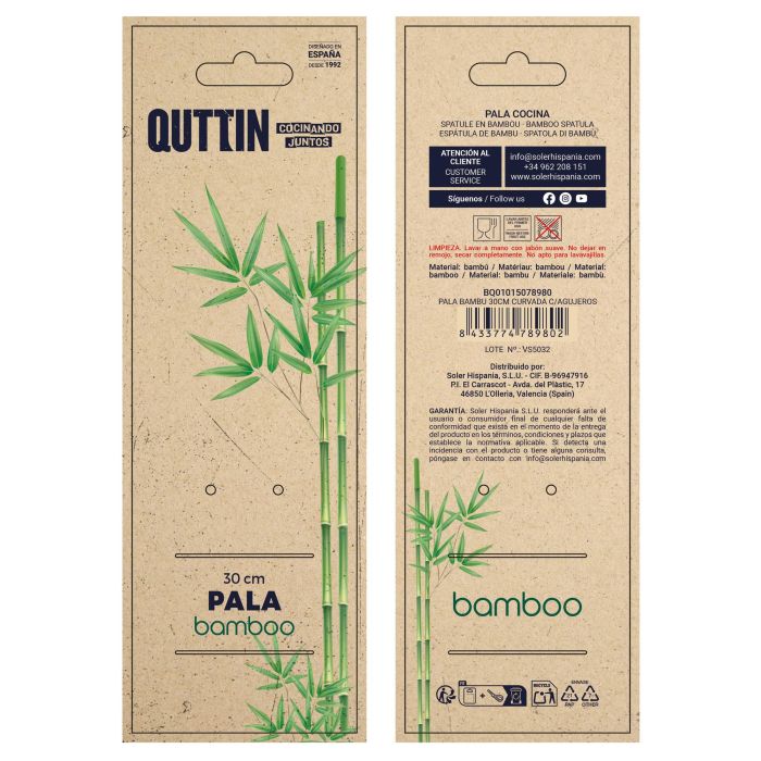 Quttin Pala Bambú 30 cm Curvada con Agujeros 2