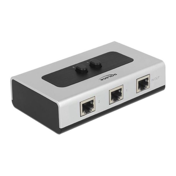 DeLOCK 87673 Conmutador RJ45 10/100/1000 Mbps bidireccional de 2 puertos manual para red Gigabit Plug & Play