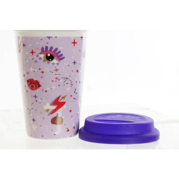 DKD Home Decor Mug Good Luck de Porcelana y Silicona, 400 ml, Colores Lila Malva - Set 6 Unidades, Alto 14 cm 1 DKD Home Decor Mug Good Luck de Porcelana y Silicona, 400 ml, Colores Lila Malva - Set 6 Unidades, Alto 14 cm 1