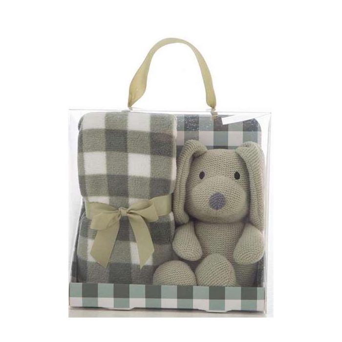 Peluche perro 26 cm con manta a cuadros 90x75 cm - modelos surtidos Peluche perro 26 cm con manta a cuadros 90x75 cm - modelos surtidos