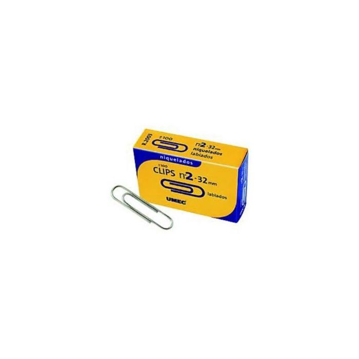 Umec Clips Niquelados Nº 2 - 32 mm Caja De 100 -10 Cajas-