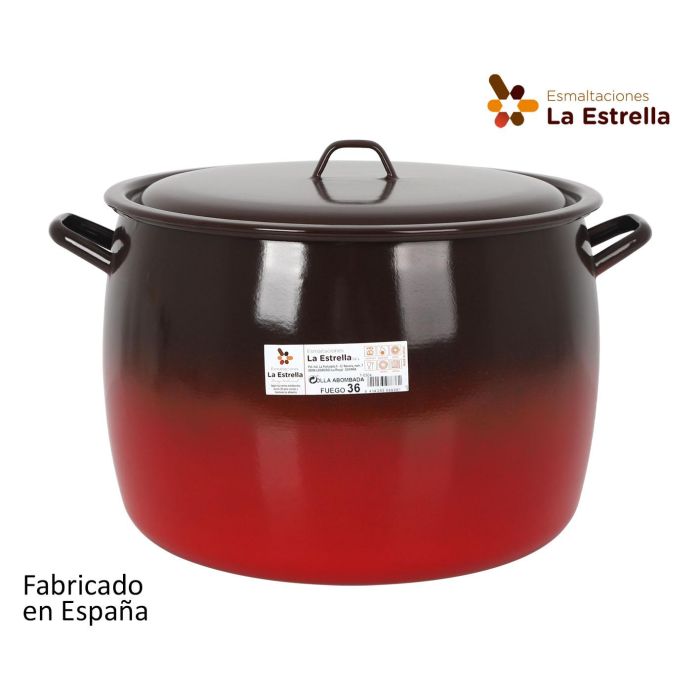 Olla Abombada con Tapa 36 cm - 30L "Fuego" La Estrella - Ideal para Cocción Olla Abombada con Tapa 36 cm - 30L "Fuego" La Estrella - Ideal para Cocción