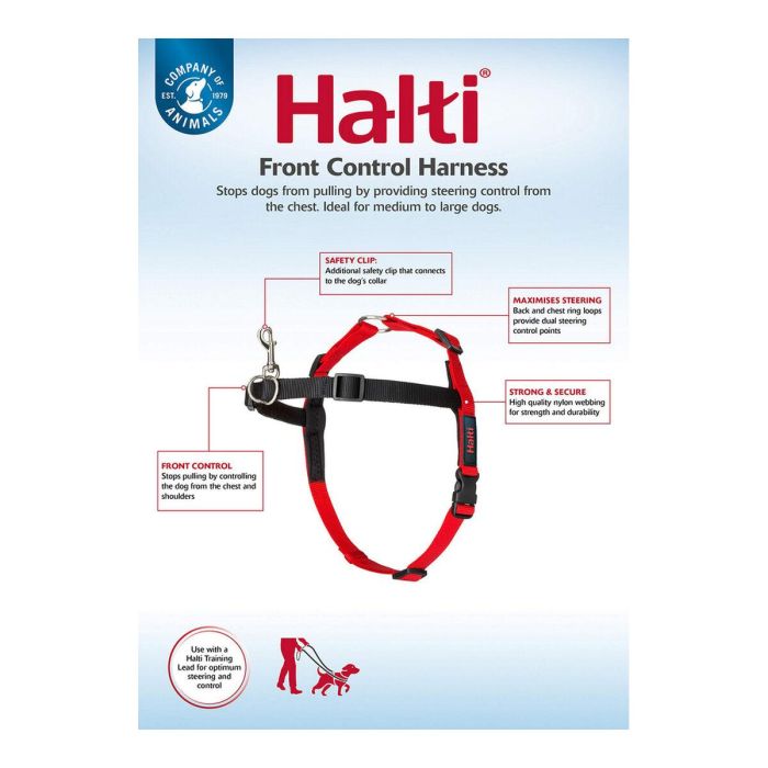 Halti Front Control Harness Arnés Control Delantero para Perros Medianos y Grandes Talla M Negro-Rojo (Cintura 58-86cm) 4