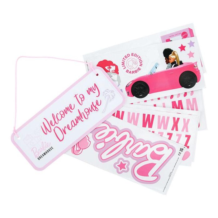 Paladone Letrero Dormitorio Barbie Personalizable - Metal 25x10 cm, Reversible con Pegatinas 2 Paladone Letrero Dormitorio Barbie Personalizable - Metal 25x10 cm, Reversible con Pegatinas 2