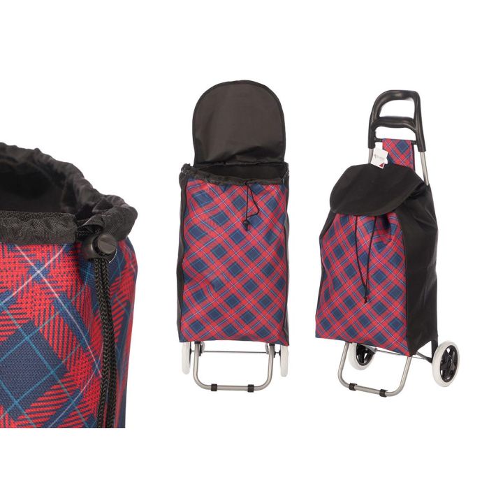 Carro de Compra Kinvara 2 Ruedas Rombos Rojo, 88x35x8 cm, Capacidad 33 l (6 Unidades) Carro de Compra Kinvara 2 Ruedas Rombos Rojo, 88x35x8 cm, Capacidad 33 l (6 Unidades)