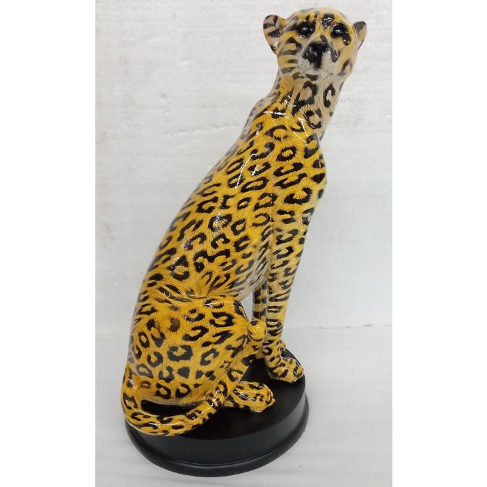 Figura Decorativa DKD Home Decor Negro Naranja Blanco Leopardo Resina Colonial 16 x 16 x 32 cm 1