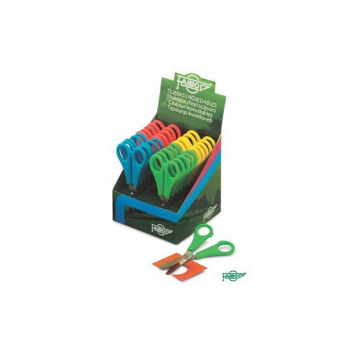 Faibo Tijeras Escolares 13 cm Simétricas Mango Surtidos – Pack de 20 Unidades (20 Unidades)