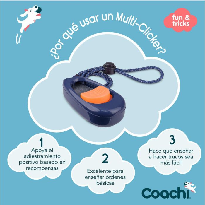 Coachi Multi-Clicker de Adiestramiento para Perros y Cachorros, Control de Volumen 3 Ajustes, Correa Muñeca Ajustable, Azul Oscuro Botón Coral 6 Coachi Multi-Clicker de Adiestramiento para Perros y Cachorros, Control de Volumen 3 Ajustes, Correa Muñeca Ajustable, Azul Oscuro Botón Coral 6