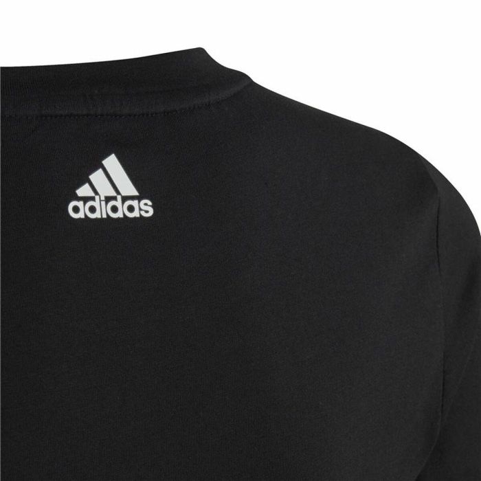 Camiseta de Manga Corta Infantil Adidas Essentils Logo Linear Negro 3 Camiseta de Manga Corta Infantil Adidas Essentils Logo Linear Negro 3