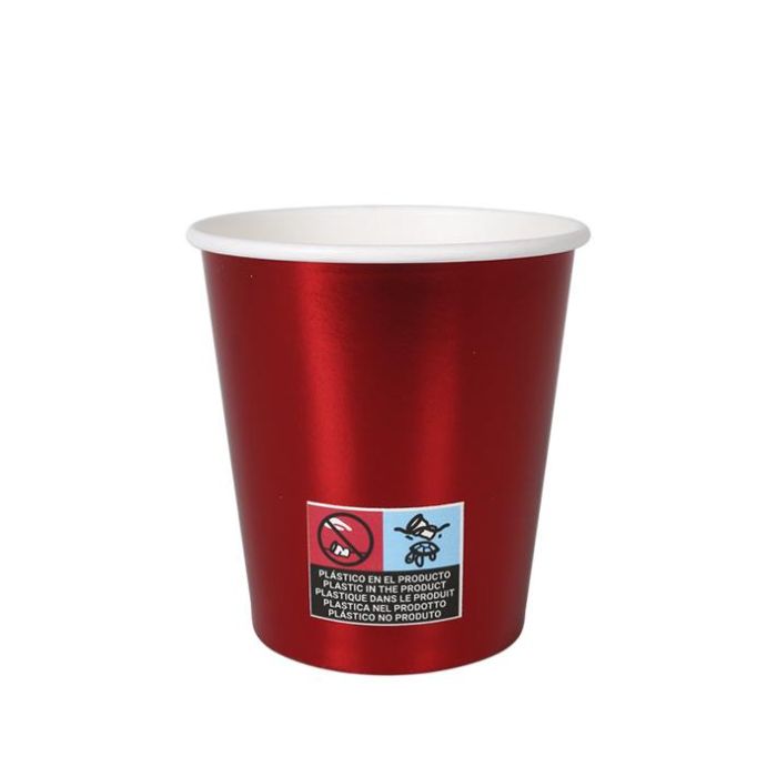 Set de 10 vasos de cartón rojo brillo 200 cc Algon (18 Cajas) 1 Set de 10 vasos de cartón rojo brillo 200 cc Algon (18 Cajas) 1