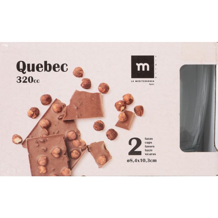 La Mediterranea Set de 2 Tazas Quebec 320 ml, 8.4 cm de diámetro x 10.3 cm de altura (24 Cajas) 1