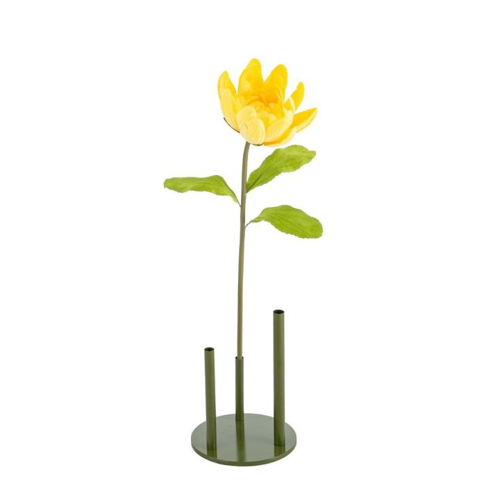 Flor Loto Amarillo Artificial Decoración 32 X 32 X 100 cm