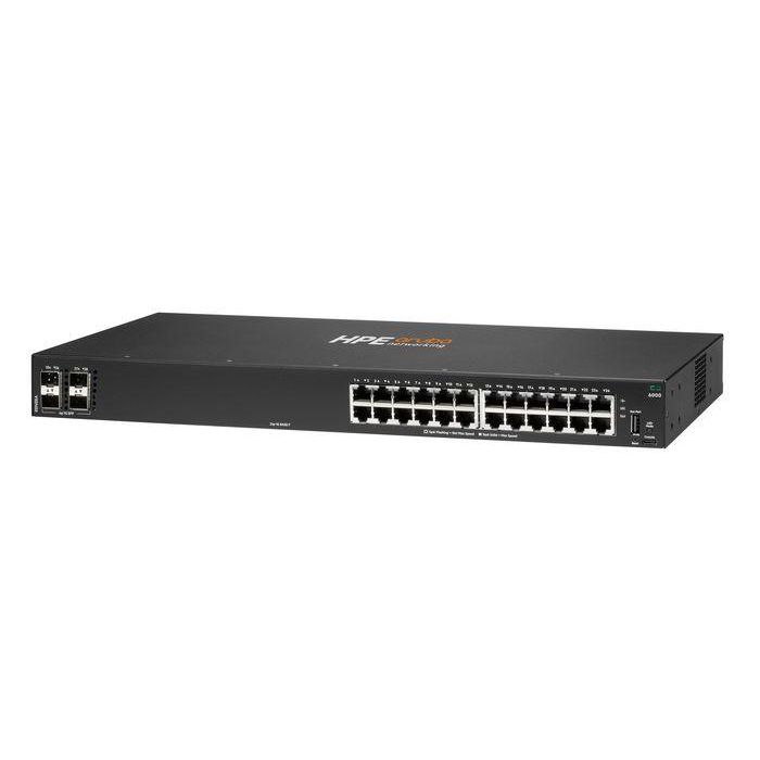 Hewlett Packard Enterprise CX 6000 24G 4SFP Switch, 24 Puertos Gigabit, 4 Puertos SFP, PoE Clase 4, Serie Aruba CX 1