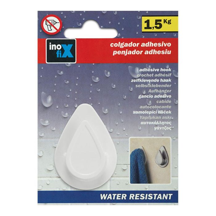 Inofix Colgador Gota Blanco Resistente al Agua Adhesivo para Baños y Duchas PVC 52x38x16mm 1
