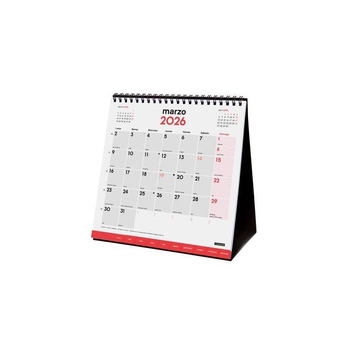 Finocam S-190x190 mm Calendario de Sobremesa 2026 con Pestañas y Espacio para Escribir, Ideal para Hogar u Oficina