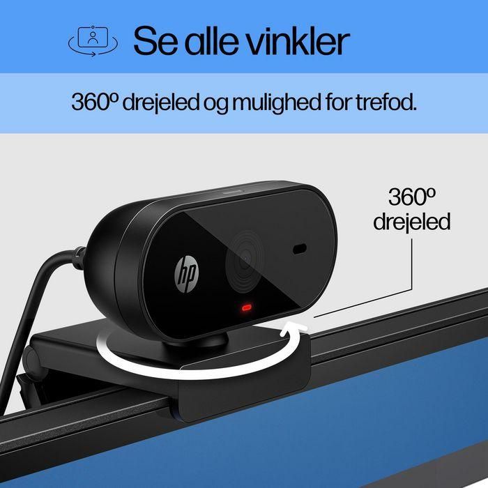 HP 53X26AA Webcam 320 Full HD 1080p con Micrófono Integrado, Gran Angular 66º, Cubierta de Privacidad, Rotación 360º, Works With Chromebook 26