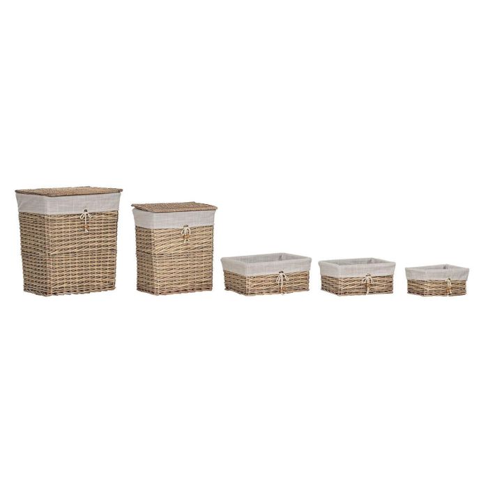 Cesta Ropa Basicos DKD Home Decor Beige Natural 35 x 55 x 47 cm Set de 5 1