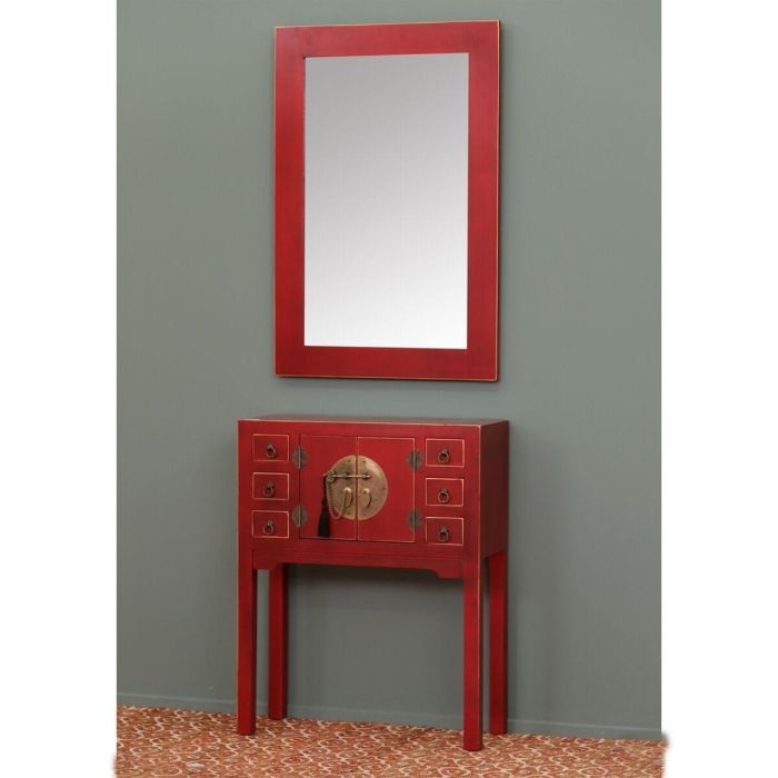 Mesita de Noche ORIENTE Rojo Hierro Madera MDF 45 x 26 x 69 cm 1