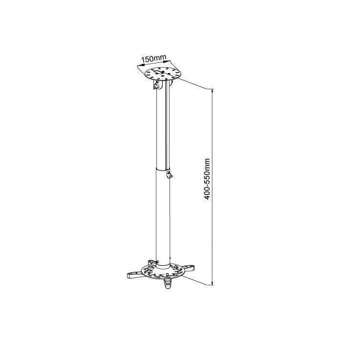 Vivolink Soporte Techo Proyector Profesional, Capacidad 15 kg, Ajuste Altura 380-550 mm, Aluminio Blanco 1