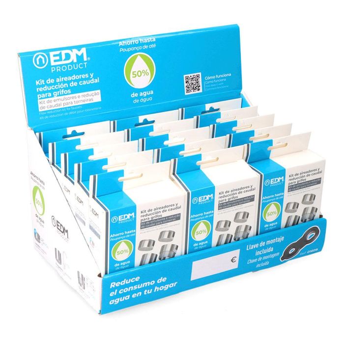Edm Kit Aireadores y Reductor de Caudal para Grifos, Ahorro de Agua hasta 50%, Incluye Llave de Montaje 2