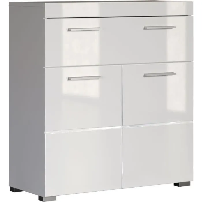 Trendteam TRE4251398913359 Mueble bajo de baño Amanda - Blanco - 2 puertas + 1 cajón - L73 x P31 x H79 cm 0 Trendteam TRE4251398913359 Mueble bajo de baño Amanda - Blanco - 2 puertas + 1 cajón - L73 x P31 x H79 cm 0